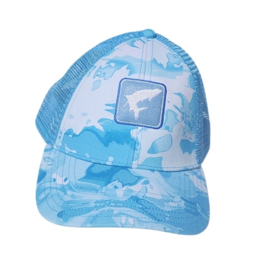Simms Fishing Products Blue Water Camo Trucker Hat Mesh Snapback Fish Patch